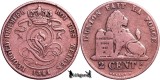 1844, 2 Centimes - Leopold I - Regatul Belgiei - eroare batere, Europa
