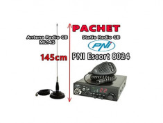 Statie Radio CB PNI Escort HP 8024 ASQ Autosquelch Alimentare 12V-24V 4w + Antena Radio CB ML145 + Magnet 145PL foto