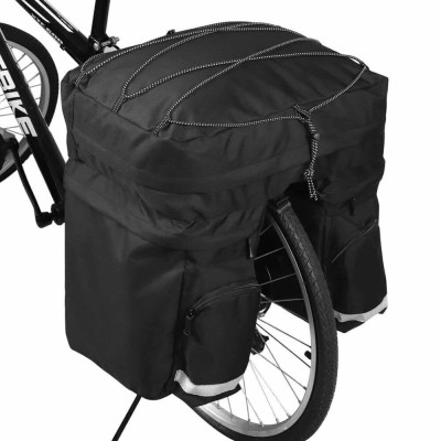 Geant&amp;Auml; dubl&amp;Auml; pentru biciclet&amp;Auml;, impermeabil&amp;Auml;, 60l, cu elemente reflectorizante, fermoare &amp;Egrave;i curea de transport, 44x44x20 cm, negru foto