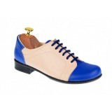 Cumpara ieftin OFERTA marimea 35 - Pantofi dama, casual, din piele naturala (albastru cu bej) LP53ALBEJ