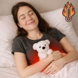 Pernă de &icirc;ncălzire cu biluțe ceramice, Formă de ursuleț, Albă, CMCLASS