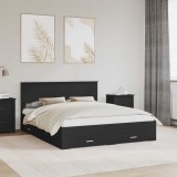 vidaXL Cadru de pat cu headboard Negru 160 x 200 cm Lemn compozit 3410871