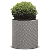 Ghiveci cilindric imitatie ratan Cylinder M, gri, Keter