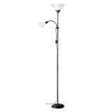 Lampa de podea Brilliant Spari, cu brat de citire, 60W, E27, negru alb - RESIGILAT