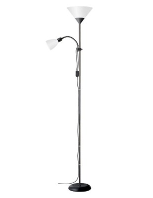 Lampa de podea Brilliant Spari, cu brat de citire, 60W, E27, negru alb - RESIGILAT foto
