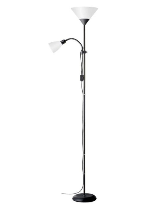 Lampa de podea Brilliant Spari, cu brat de citire, 60W, E27, negru alb - RESIGILAT