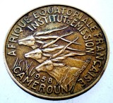 1.107 FRENCH EQUATORIAL AFRICA CAMERUN CAMEROUN 10 FRANCS FRANCI 1958, Bronz-Aluminiu