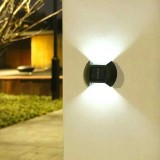 Set 4 Lampi Solare Perete, Lumina Calda, 8 LED, Exterior, Gradina, Rezistente Apa, Negru
