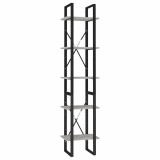 Cumpara ieftin Biblioteca cu 5 rafturi gri beton, 40x30x175 cm, lemn prelucrat