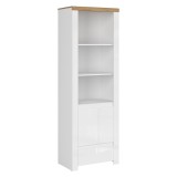 Cumpara ieftin Biblioteca alb lucios stejar wotan Vilgo 68x41.5x202 cm