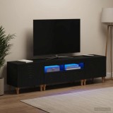 Cumpara ieftin Set de 3 piese pentru TV cu LED Negru Lemn prelucrat