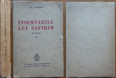N. M. Condiescu, Insemnarile lui Safirim, 1936, ex. 37/50, autograf Steinhardt foto