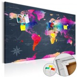 Cumpara ieftin Tablou din plută - Colourful Crystals [Cork Map] 90x60 cm