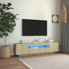 vidaXL Comodă TV cu lumini LED, stejar sonoma, 160x35x40 cm 804430