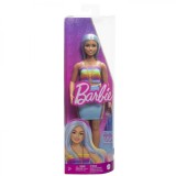 Papusa Barbie Fashionista Cu Par Albastru Platinat Si Top Sport