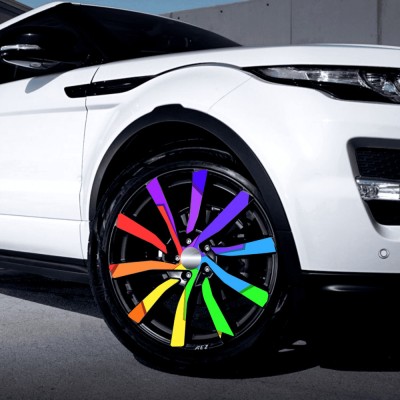 Set 4 Folii Imprimate Outdoor cu EcoSolvent, autoadezive, pentru decorarea jantelor auto, dimetru 60 cm, model FJT-36 foto