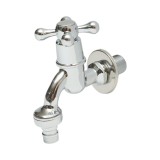 Robinet apa de serviciu pentru montaj pe perete, otel inoxidabil, finisaj crom lucios