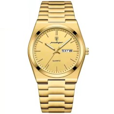 Ceas barbati Poedagar Elegant Fashion Analog Quartz Data Ziua saptamanii Otel Auriu foto
