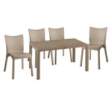 Cumpara ieftin Set de gradina masa si scaune Explore, Confident set 5 piese plastic cappuccino 150x90x73.5cm