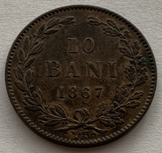 10 Bani 1867 Watt &amp;amp; Co, Romania XF foto