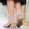 Botine dama Bej din Piele Ecologica Intoarsa Rajina, 37
