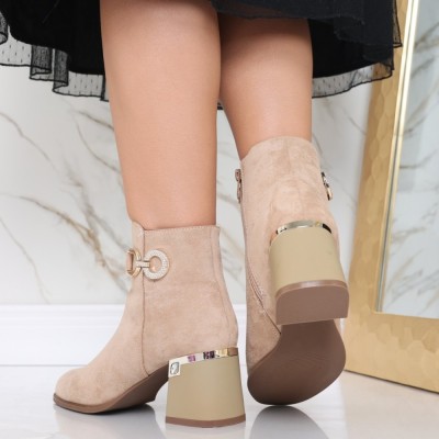 Botine dama Bej din Piele Ecologica Intoarsa Rajina, 37 foto
