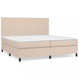 Cumpara ieftin Pat continental cu saltea, cappuccino, 200x200 cm, piele eco