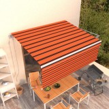 VidaXL Copertină retractabilă automat cu stor, portocaliu&amp;maro, 4x3 m