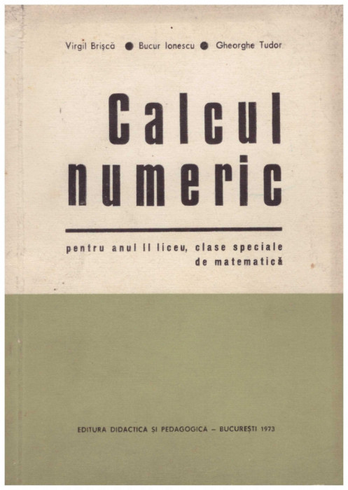 Virgil Brisca, Bucur Ionescu, Gheorghe Tudor - Calcul numeric - pentru anul II liceu, clase speciale de matematica - 129768