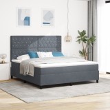 vidaXL Pat box spring cu saltea, gri &icirc;nchis, super king, catifea