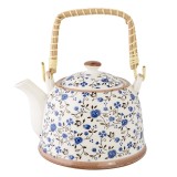 Cumpara ieftin Ceainic ceramica albastra alba cu infuzor II 18x14x12 cm, 700 ml