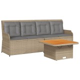 Set mobilier de gradina cu perne, 3 piese, bej, poliratan