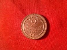 Moneda 2 heller Austria 1903 , cupru , luciu batere