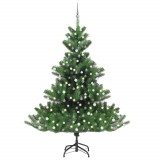VidaXL Pom de Crăciun artificial brad Nordmann LED&amp;globuri verde 240cm