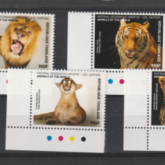 Togo 2016-Fauna,leopard,leu,pantera,tigru,serie 4 valori,colt,MNH,Mi.7929-7932