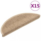 vidaXL Covorașe scări autoadezive 15 buc. nisipiu 56x17x3 aspect sisal