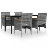 Set de servit masa pentru gradina, 5 piese, gri si negru