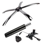 Cumpara ieftin Set placuta balans metalica 25 x 15 cm, baza 60 cm, rolă universală &Oslash;11 mm si cilindru piston, gaz, pentru scaune birou, negru, 35 cm