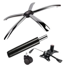 Set placuta balans metalica 25 x 15 cm, baza 60 cm, rolă universală &Oslash;11 mm si cilindru piston, gaz, pentru scaune birou, negru, 35 cm
