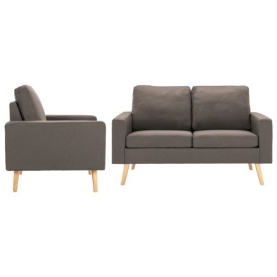 vidaXL Set de canapele, 2 piese, gri taupe, material textil 3056622 foto