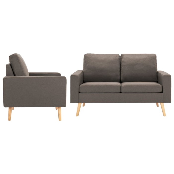 vidaXL Set de canapele, 2 piese, gri taupe, material textil 3056622