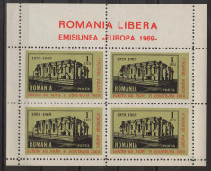 Romania Exil 1969 Emisiunea a LI-a EUROPA set blocuri dantelat nedantelat foto