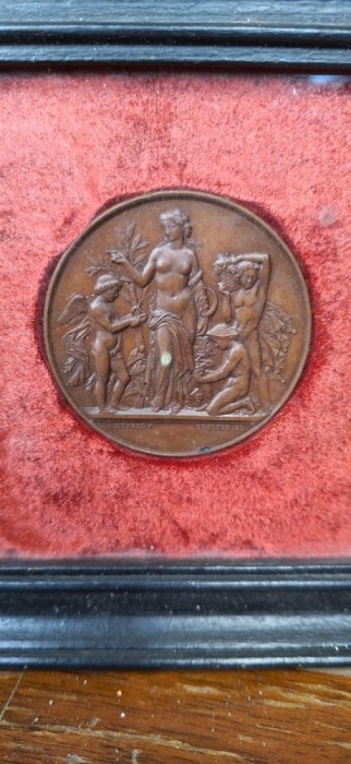 Lot 4 Medalii Franceze Istorice &ndash; Art Nouveau / Art Deco &ndash; Bronzo Patinat
