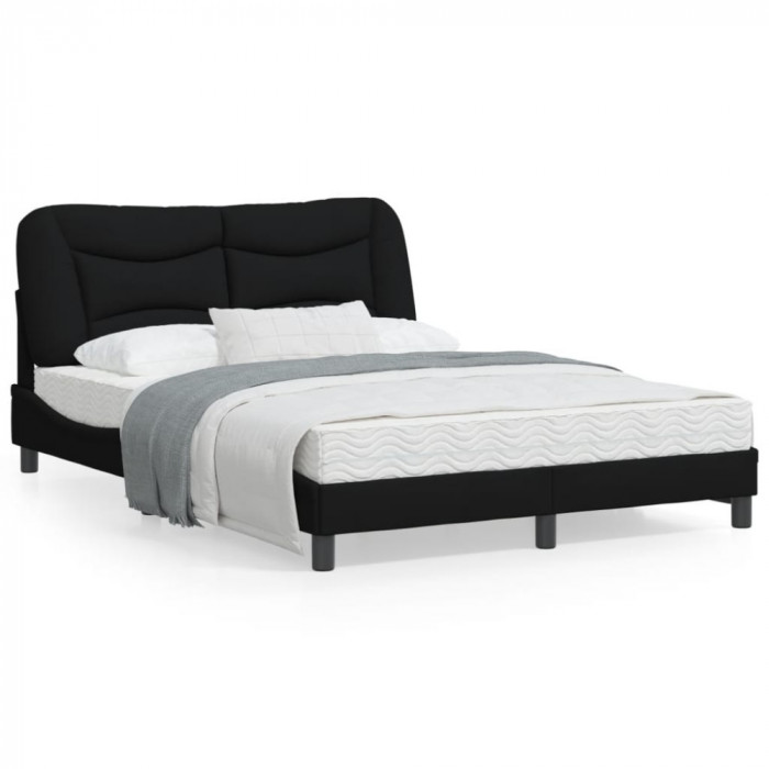 Cadru de pat cu tablie, negru, 120x200 cm, textil GartenMobel Dekor