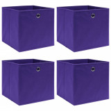Cutii de depozitare, 4 buc., violet, 32x32x32 cm, textil GartenMobel Dekor, vidaXL