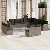 Cumpara ieftin Set mobilier de grădină cu perne, 13 piese, gri, poliratan
