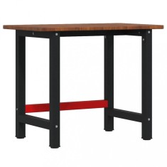 Banc lucru maro 100x60x81,5 cm lemn masiv stejar dreptunghi foto