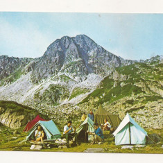 RF9 -Carte Postala- Masivul Retezat, camping in valea Pietrele, circulata 1968