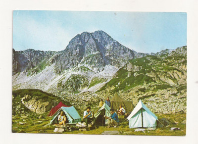 RF9 -Carte Postala- Masivul Retezat, camping in valea Pietrele, circulata 1968 foto