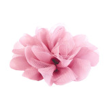 Floare textila din sifon pentru haine, diametru 8 cm, Roz deschis